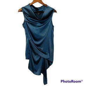 STILLS Women's Blue Silk Blend Drape Sleeveless Tunic - Size EU 36/ FR 38